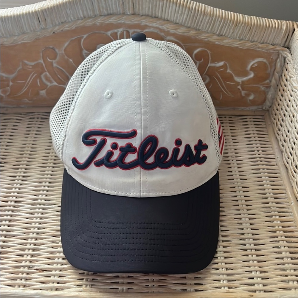 Titleist White and Navy Mesh Cap